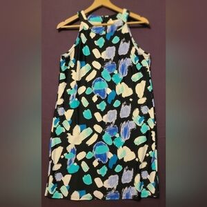 Aryeh Teal and Black Abstract Dress. Size Medium